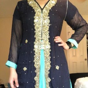 Deep Blue Indian/Pakistani Anarkali Kurta